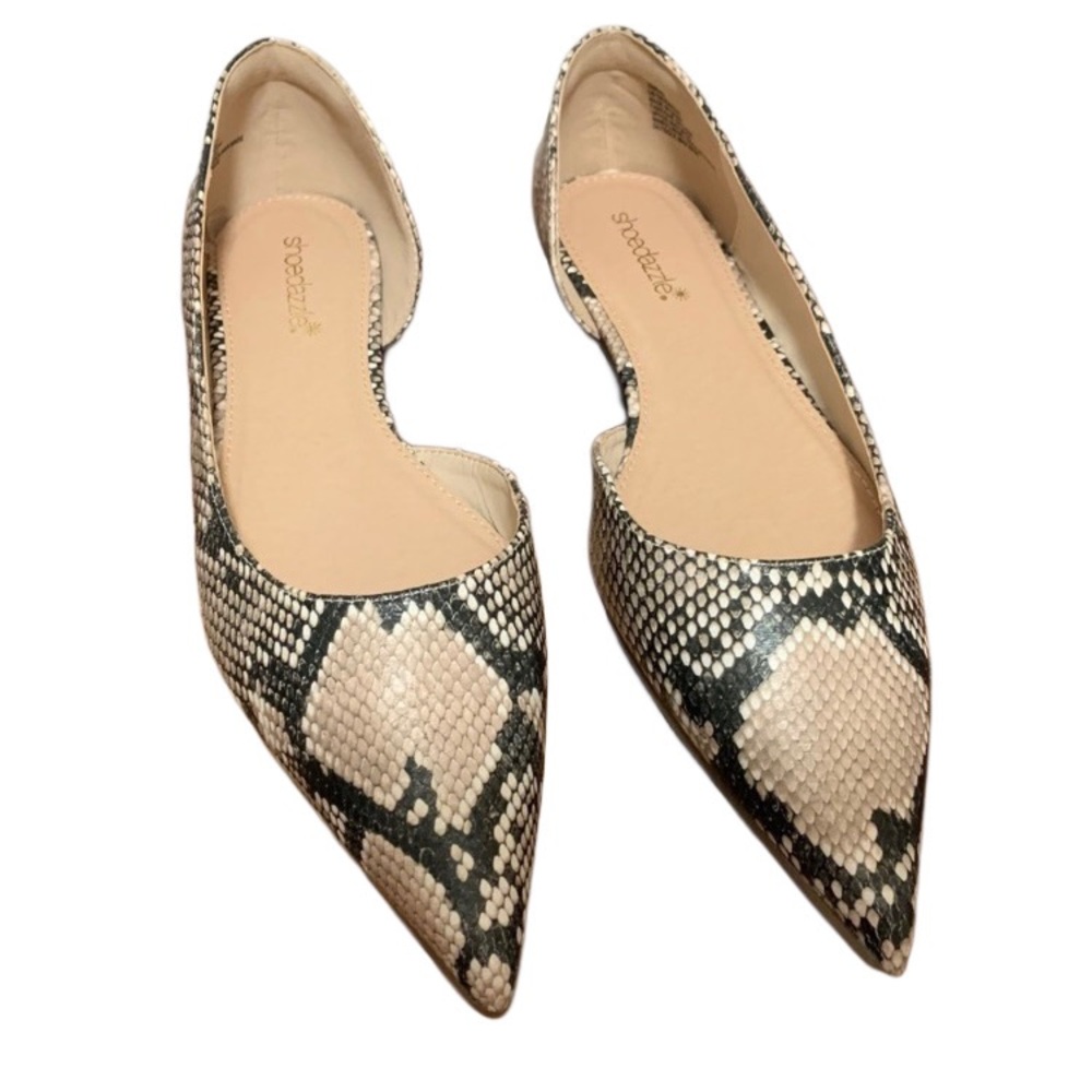 Sz 8.5 Ismene Natural Snake Slip on Flats NIB-1581